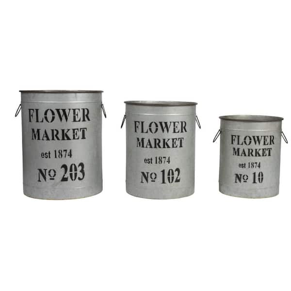 11 White Flower Market Buckets with Handles