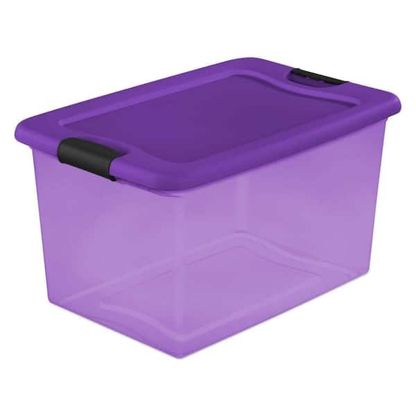 small clear storage container 10in x 7in, purple, Five Below