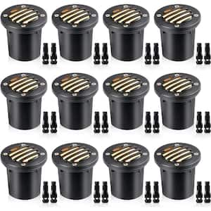Low Voltage 1200 Lumen Black Plug-in Integrated LED Light Waterproof Inground Well Light for Outdoor (12 Pack)