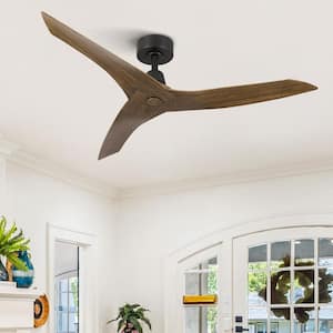 50 in. Modern Smart Ceiling Fan in Walnut with Remote Control 3 Blades and 6-Speeds
