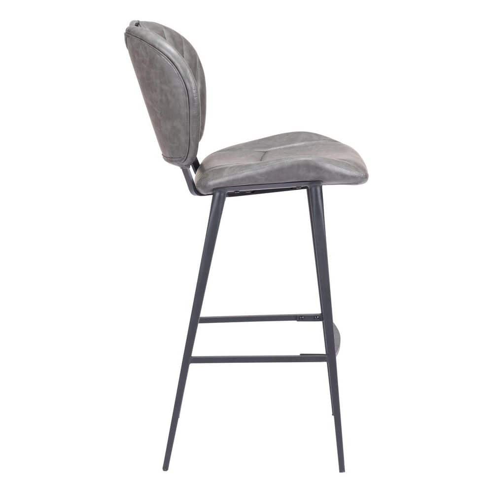 28 in. H Gray Finish High Back Wood Bar Stool with Faux Leather Square Seat Piece of 1 price history on PriceWatchPro