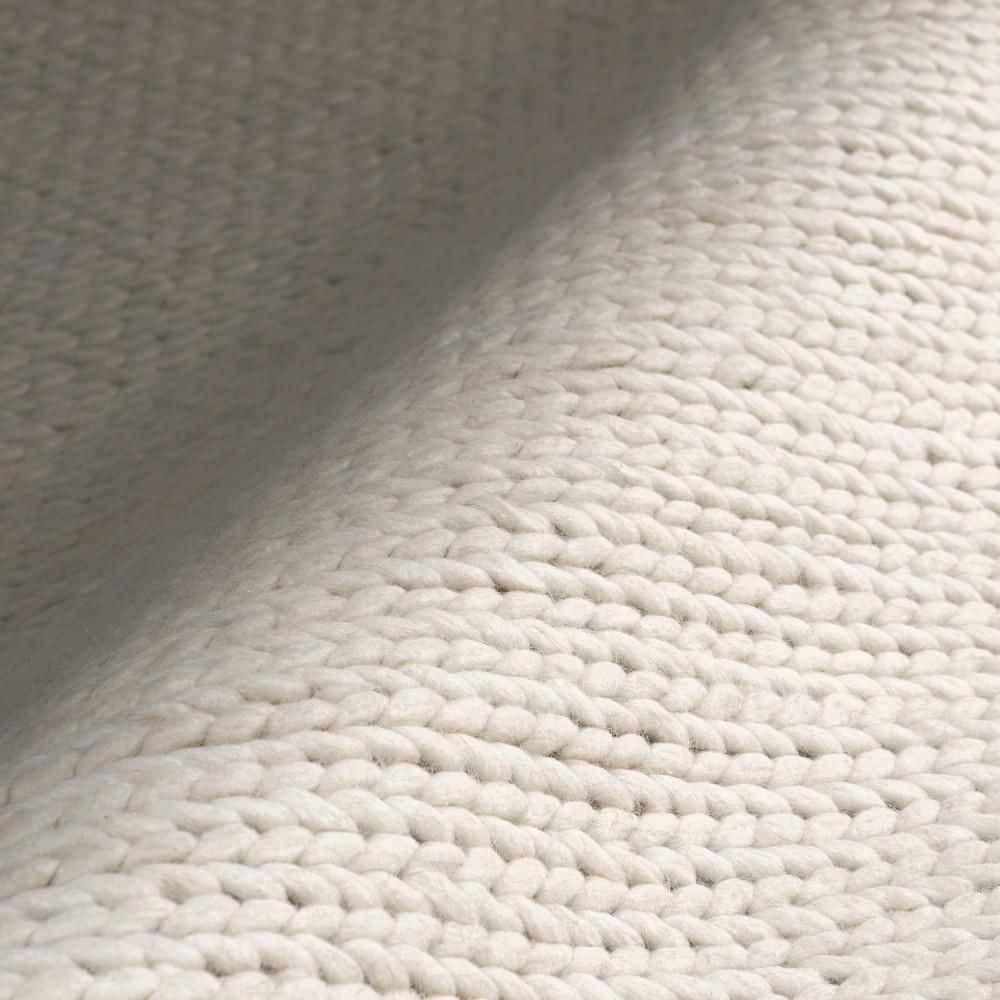 Handmade Off-White Braided Wool 5' x 8' Area Rug