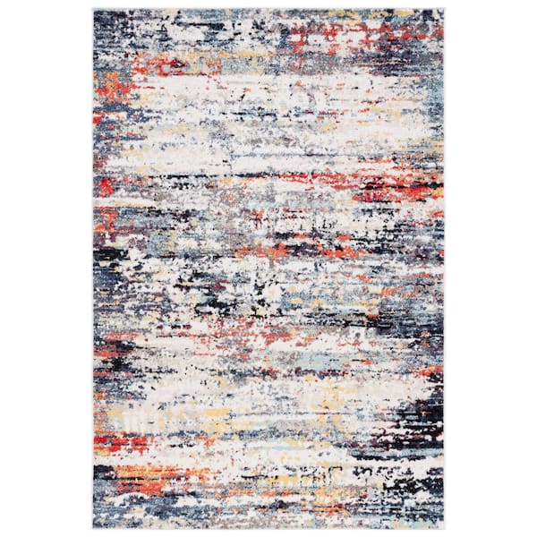 Adirondack Ivory/Navy 4 ft. x 6 ft. Rust Bold Eclectic Area Rug
