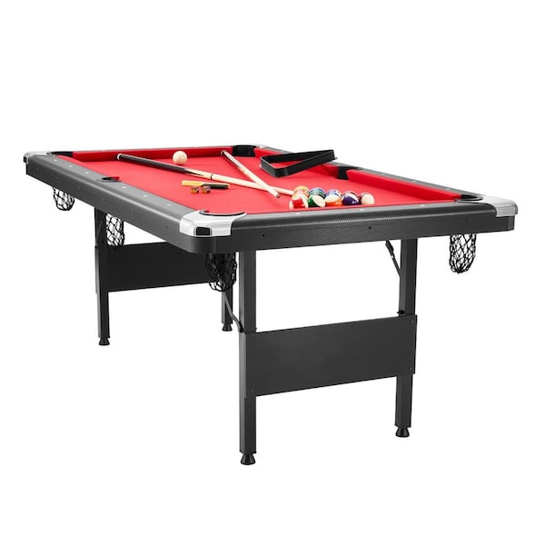Billiards Table, 6.3 ft. Pool Table, Portable Foldable Space-Saving Table, Billiard Table Set Includes Balls, Cues
