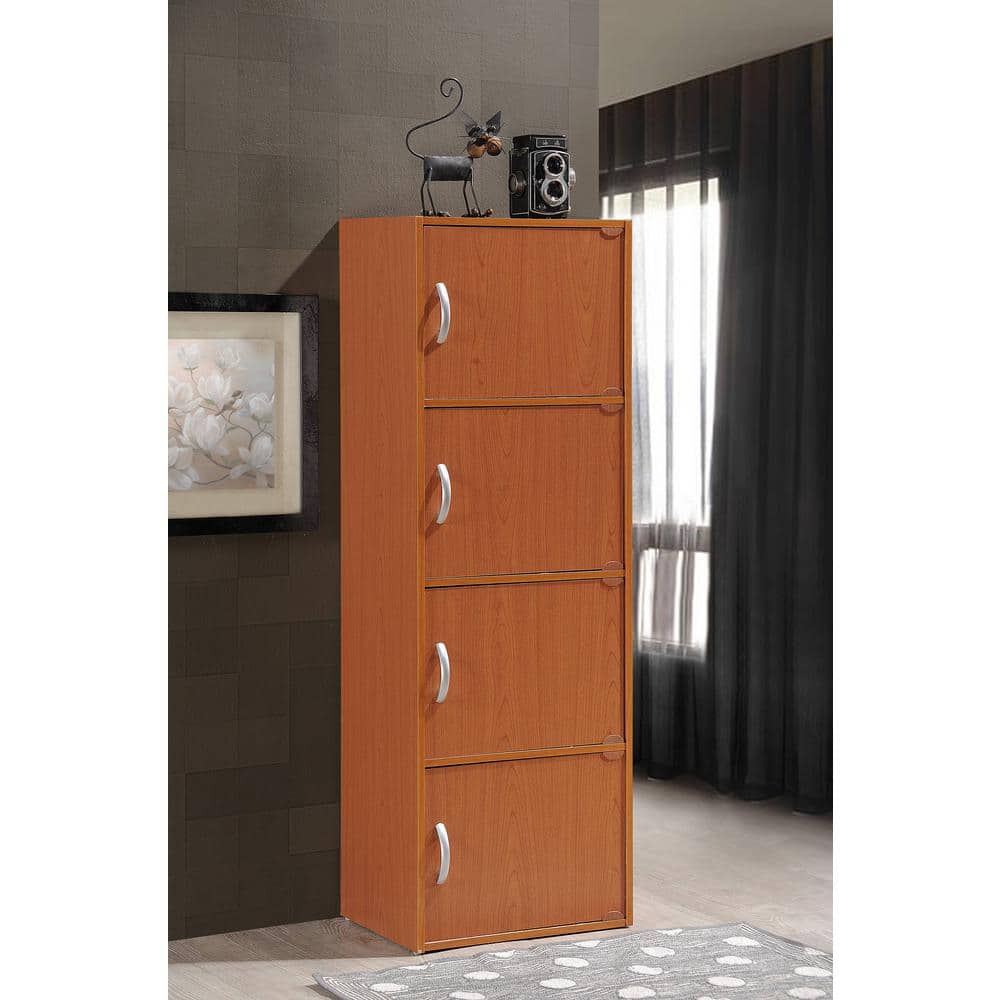 Cherry 47" Engineered Wood 4-Door Office Storage Cabinet