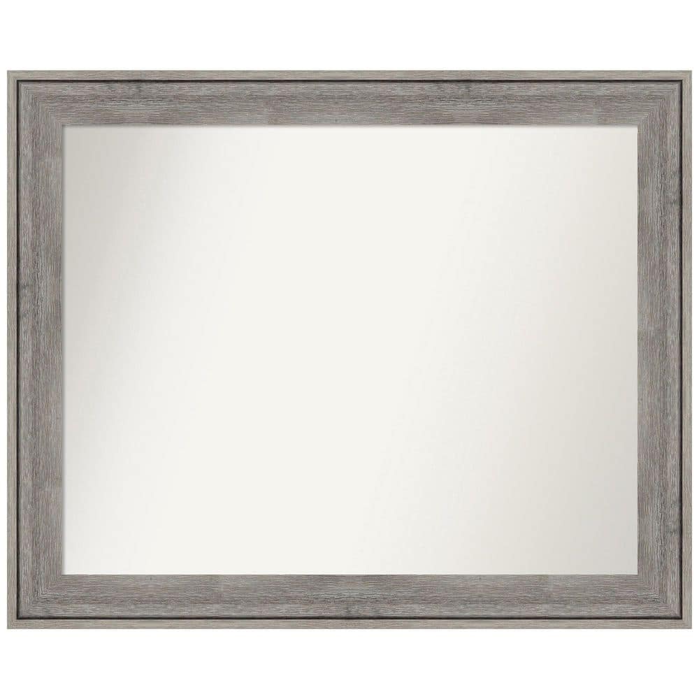 Amanti Art Regis Barnwood Grey 32.5 in. W x 26.5 in. H Non-Beveled Wood Bathroom Wall Mirror in Gray -  A38867222396
