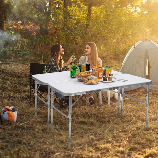 Table de camping 28 x 28, table de pique-nique pliante carrée en  aluminium portable 