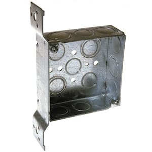 4 in. W x 1-1/2 in. D 2-Gang Welded Square Box with Nine 1/2 in. KO's, Five TKO's, and FS Bracket, Flush, 1-Pack