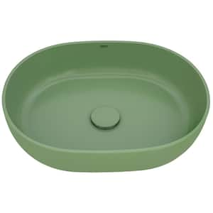 19 in. Avocado Lime Green EpiStone Solid Surface Bathroom Vessel Sink