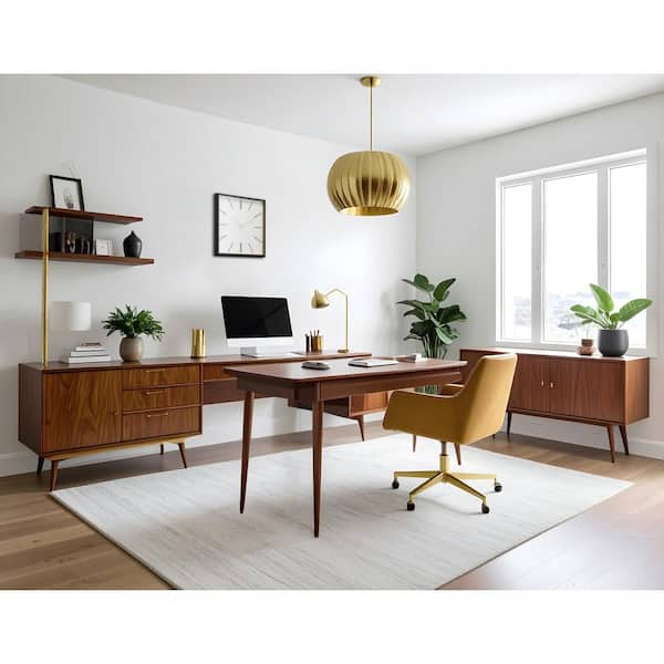 Forma Square Modern Wall Clock, 16 in. Minimalist Black Frame with Gold Trim Quartz Movement, Glass Face