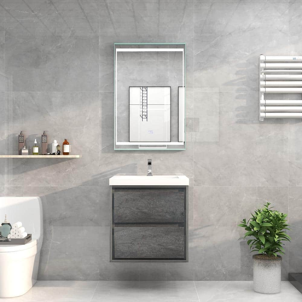 Moreno Bath Sage 24 in. W Vanity in Gray Oak with Reinforced Acrylic ...