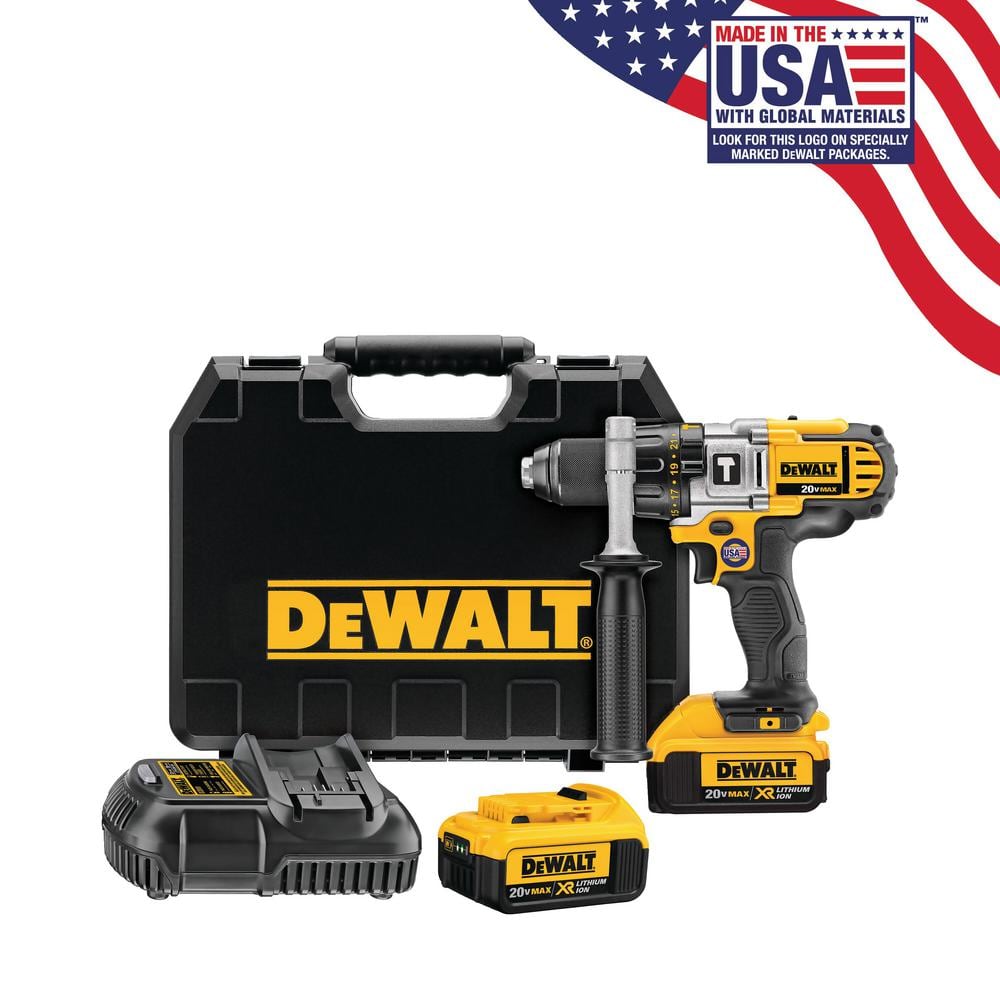 DEWALT 20V MAX Cordless Premium 3-Speed 1/2 in. Hammer Drill with (2) 20V  4.0Ah Batteries, Charger and Case DCD985M2 The Home Depot