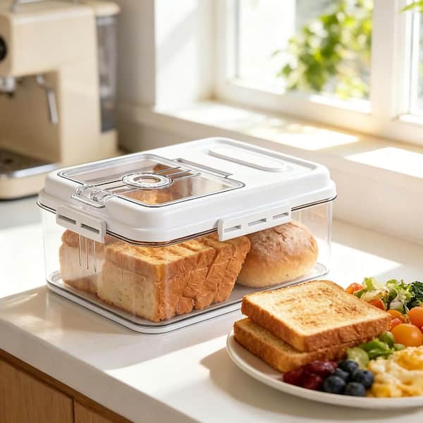 2-Piece Bread Box for Homemade Bread for Kitchen Counter Airtight, Time Recording Bread Storage Container with Lid