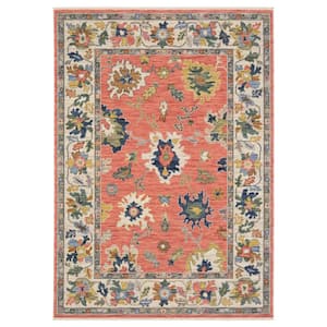 Lavista Pink/Multi-Colored 8 ft. x 11 ft. Traditional Oriental Floral Persian Wool/Nylon Blend Indoor Area Rug