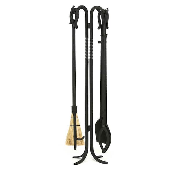 ACHLA DESIGNS 38.5 in. Tall 5-Piece Black Shepherd's Hook II Mini Fireplace Tool Set