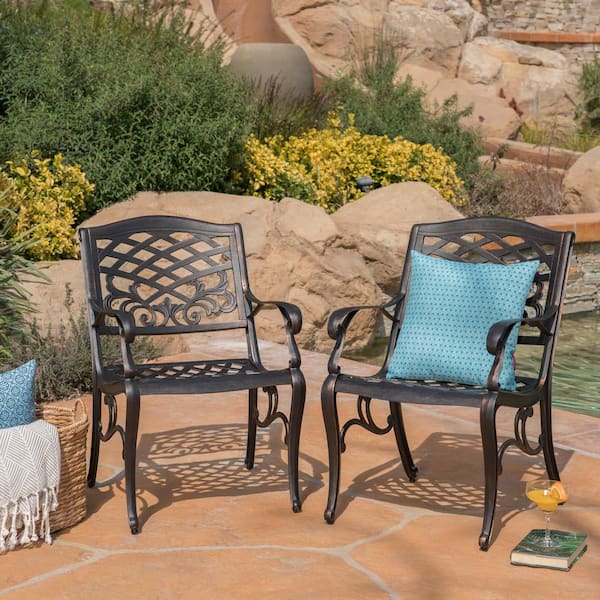 Unbranded 2-Piece Aluminum Arched Mesh Chair Lounge Chair with Armrests for Patio Garden Deck Copper