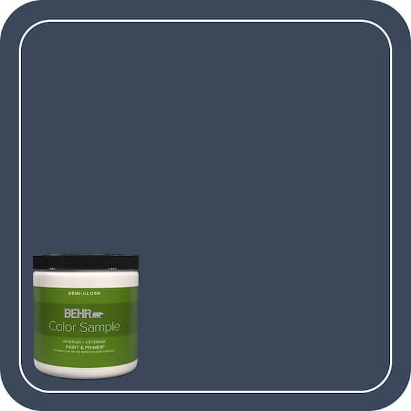 BEHR PREMIUM PLUS 8 oz. #M500-7 Very Navy Semi-Gloss Interior/Exterior Paint & Primer Color Sample