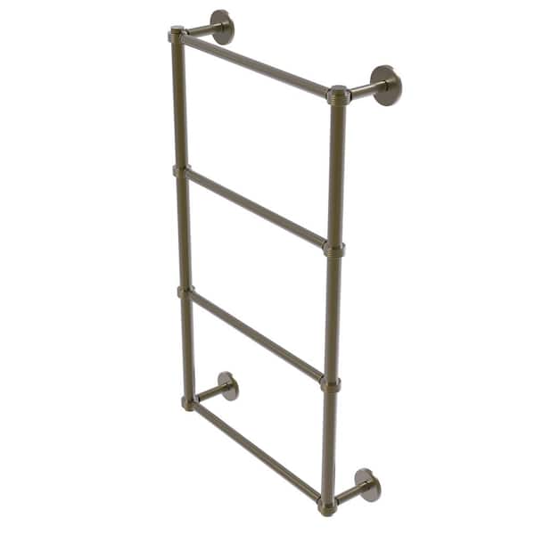 Prestige Skyline Collection 4-Tier 24 in. Ladder Towel Bar with Groovy Detail in Antique Brass