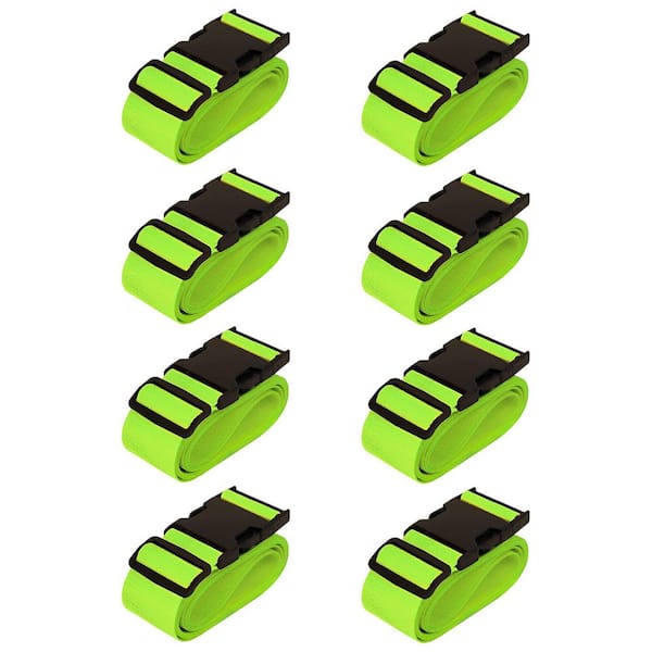 Numhew 8-Pack Green Luggage Straps for Suitcases, 6 ft. x 2 in. Travel Belt