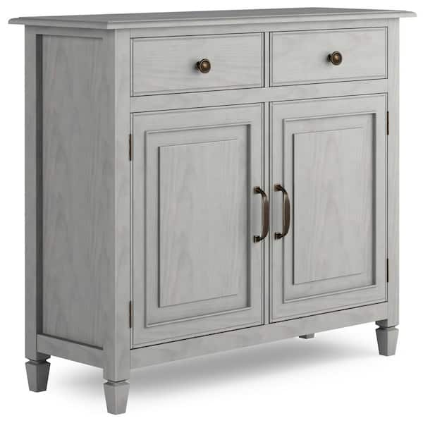 Simpli Home Connaught SOLID WOOD 40 in. Wide Traditional Entryway Storage Cabinet in Fog Grey