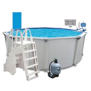 Huntington 27 ft. Round 54 in. D Above Ground Hard Side Pool Package with Entry Step System