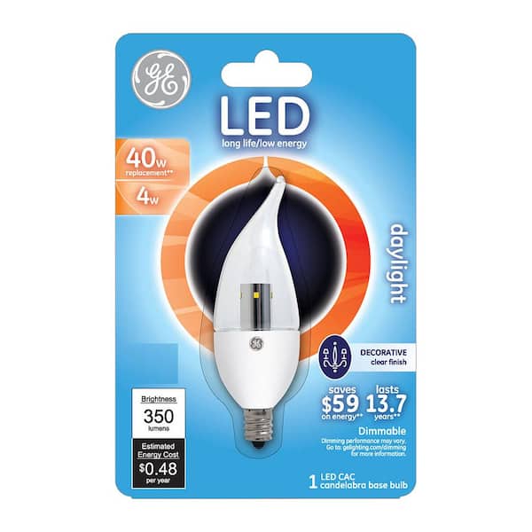 GE 40W Equivalent Daylight (5000K) CA11 Clear Dimmable LED Light Bulb
