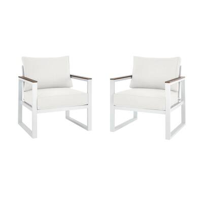 West Park White Aluminum Outdoor Patio Lounge Chair with CushionGuard Chalk White Cushions (2-Pack)