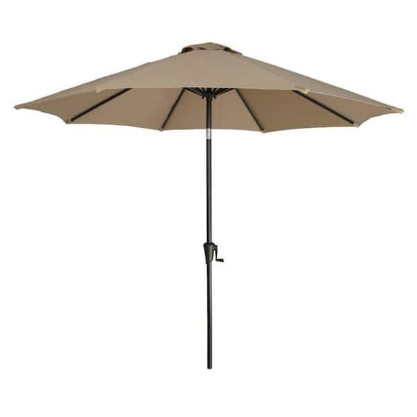 cenadinz 9 ft. Outdoor Market Umbrella with Crank and Push Button Tilt Patio Umbrella in Beige
