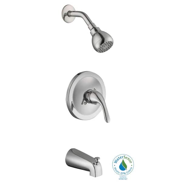 Glacier Bay Builders Single Handle 1-Spray Tub and Shower Faucet 1.8 GPM in Chrome (Valve Included)