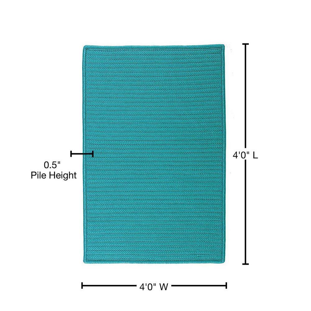 Turquoise Braided Square Outdoor Rug, 4' x 4', Synthetic