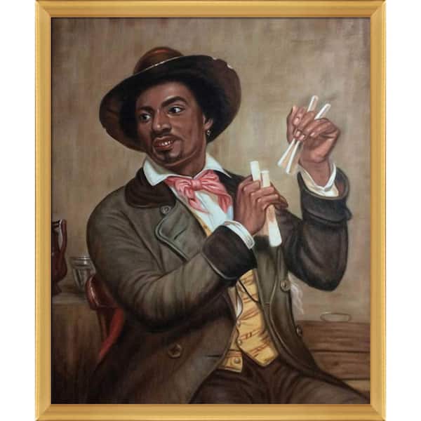 LA PASTICHE Bone Player by William Sidney Mount Piccino Luminoso Framed Typography Oil Painting Art Print 22.5 in. x 26.5 in.
