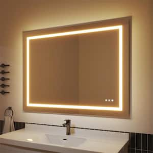 48 in. W x 36 in. H Frameless Rectangular Anti-Fog LED Wall Bathroom Dimmable Bright Mirror