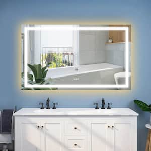 72 in. W x 36 in. H Rectangular Frameless Dimmable Anti-Fog Wall Bathroom Vanity Mirror in White