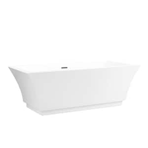 Strasbourg 59 in. x 30 in. Acrylic Freestanding Soaking Bathtub with Center Drain in White/Brushed Nickel