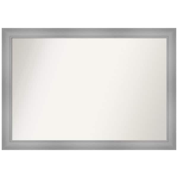 Amanti Art Flair Polished Nickel 40 in. W x 28 in. H Non-Beveled Bathroom Wall Mirror in Silver