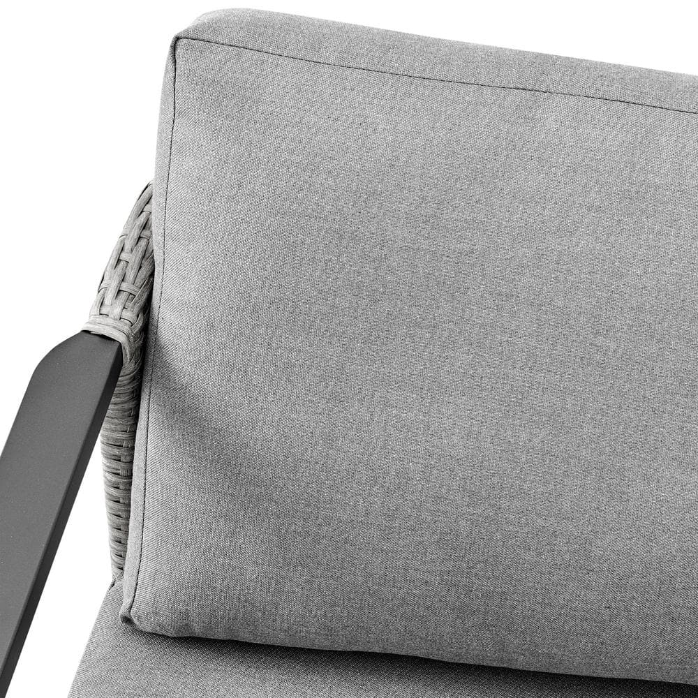 Palma Black Wicker and Aluminum Outdoor Sofa with Dark Gray Cushions
