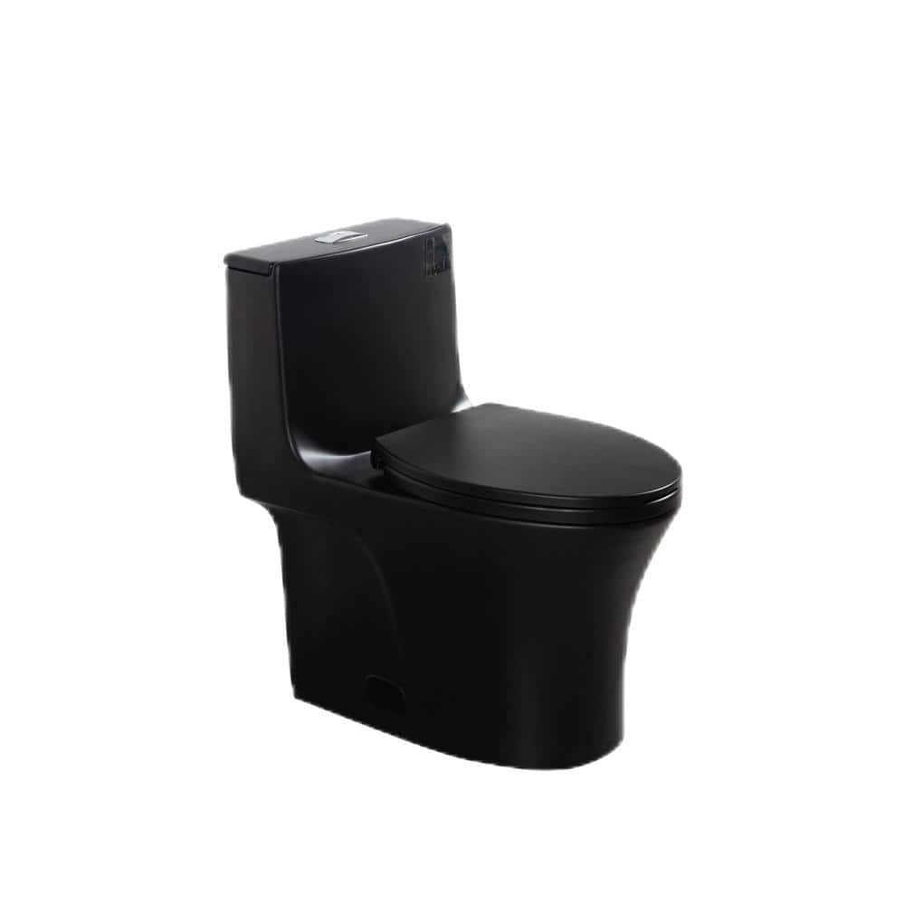 17 in. One-Piece 1.1/1.6 GPF Dual Flush Elongated Chair Height Toilet in Matte Black with Soft-Close Seat price history on PriceWatchPro