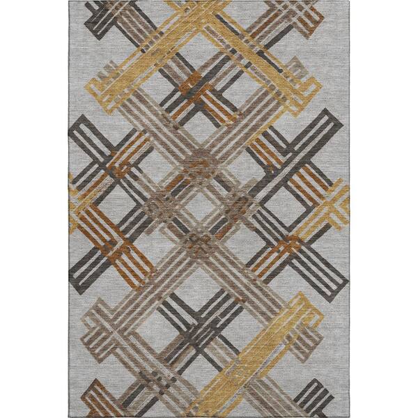 Mayfield Premium Machine Washable Abstract AMF2452 Gray 10 ft. x 14 ft. Area Rug