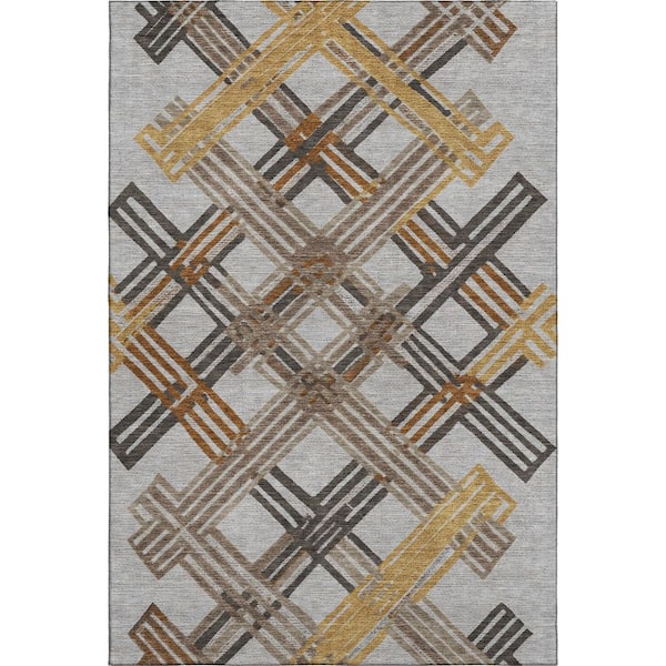 Mayfield Premium Machine Washable Abstract AMF2452 Gray 9 ft. x 12 ft. Area Rug