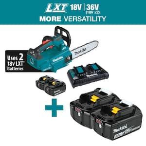 LXT 14 in. 18V X2 (36V) Brushless Top Handle Electric Battery Chainsaw Kit (5.0Ah) with 18V LXT 5.0 Ah (2-Pk)