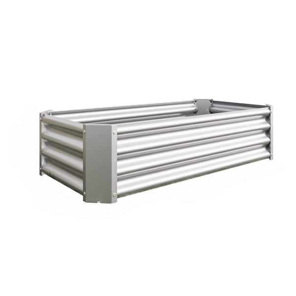 TIRAMISUBEST 47.24 in. L x 24 in. W x 11.81 in. H Sliver Metal Garden Raised Bed Planter