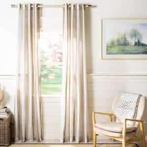 SAFAVIEH Beige/Gray Striped Grommet Sheer Curtain - 52 in. W x 84