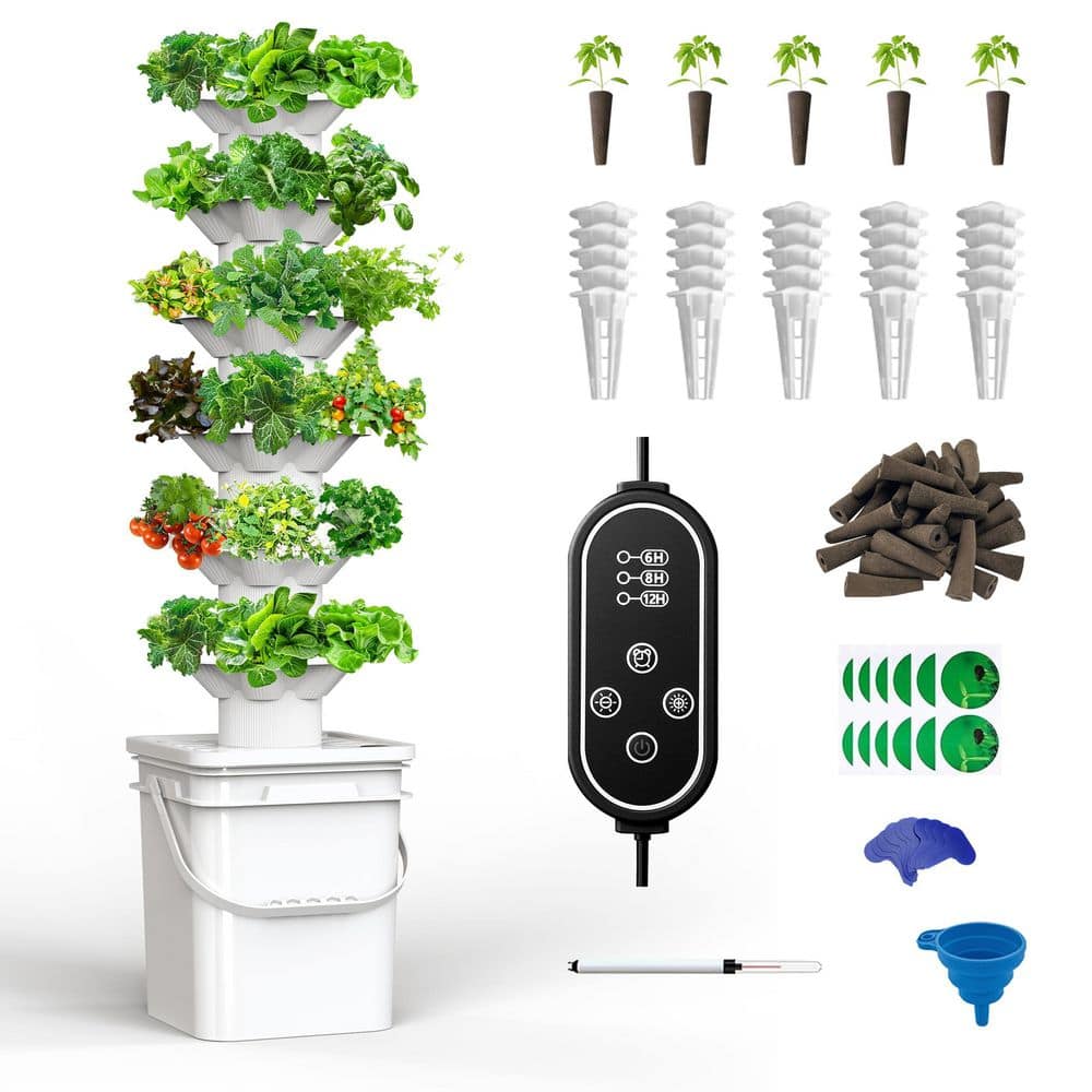 6-Layer Vertical Hydroponics Growing System Kit, Indoor Outdoor Plastic Herb & Fruits Growing Hydroponic Tower, 36 Pods price history on PriceWatchPro