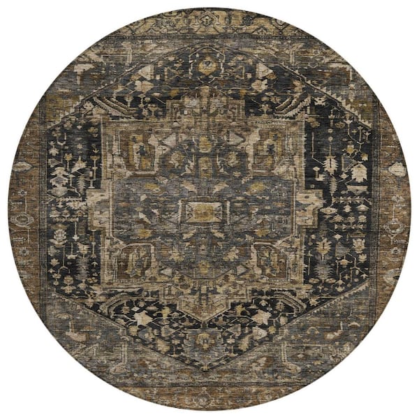 Chantille Machine Washable Indoor/Outdoor Abstract ACN1240 Fudge 8 ft. x 8 ft. Area Rug