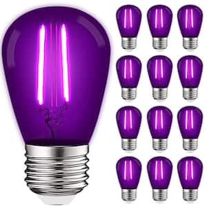 11-Watt Equivalent S14 Edison LED Purple Light Bulb 0.5-Watt, Outdoor String Light Bulb UL, E26 Base Wet Rated (12-Pack)