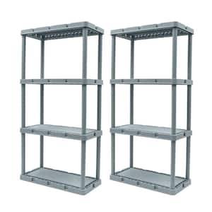 Knect-A-Shelf Gray 4-Tier Resin 12 in. x 2 in. x 24 in. Light Duty Storage Shelving System (2-Pack)