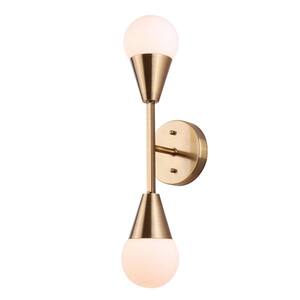 Arlowe 4.75 in. 2 Light Gold Wall Sconce with Flat Opal Glass Shade