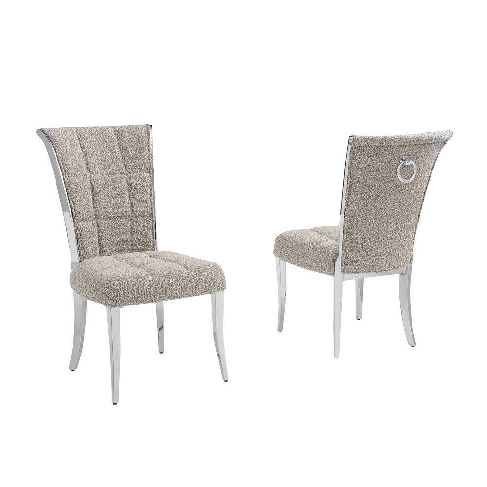 Raina Grey Boucle Fabric Side Chair (Set of 2) with Silver Legs price history on PriceWatchPro
