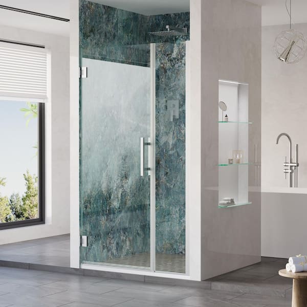 Unifit 39-40 in. W x 72 in. H Hinged Frameless Shower Door in Chrome with 3/8 in. SGCC Clear Tempered Glass