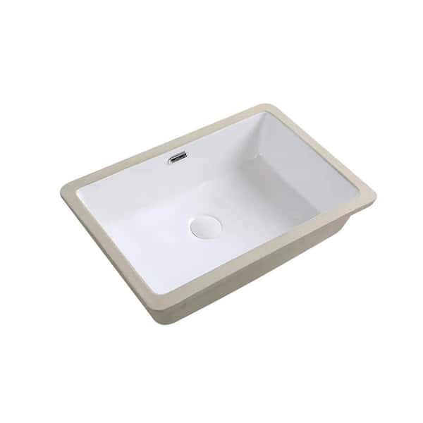 23.82 in. Undermount Rectangular Ceramic Bathroom Sink in Milk White
